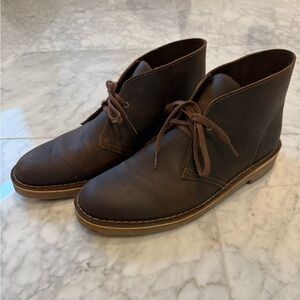 Clarks Bushacre Chukka Desert Boots Mens 11 Leather Brown Lace Up Ankle